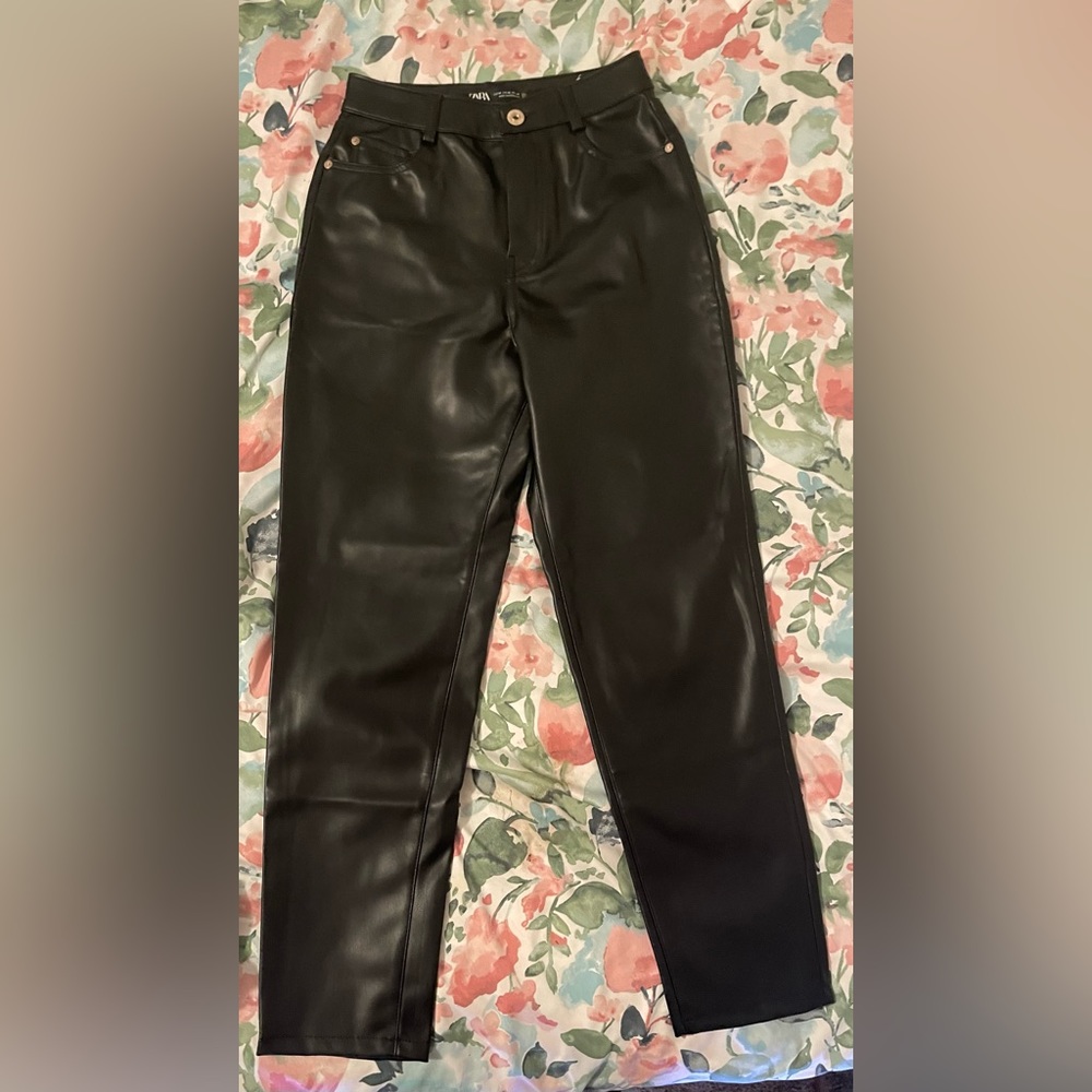 Zara Faux Leather Mom Jeans